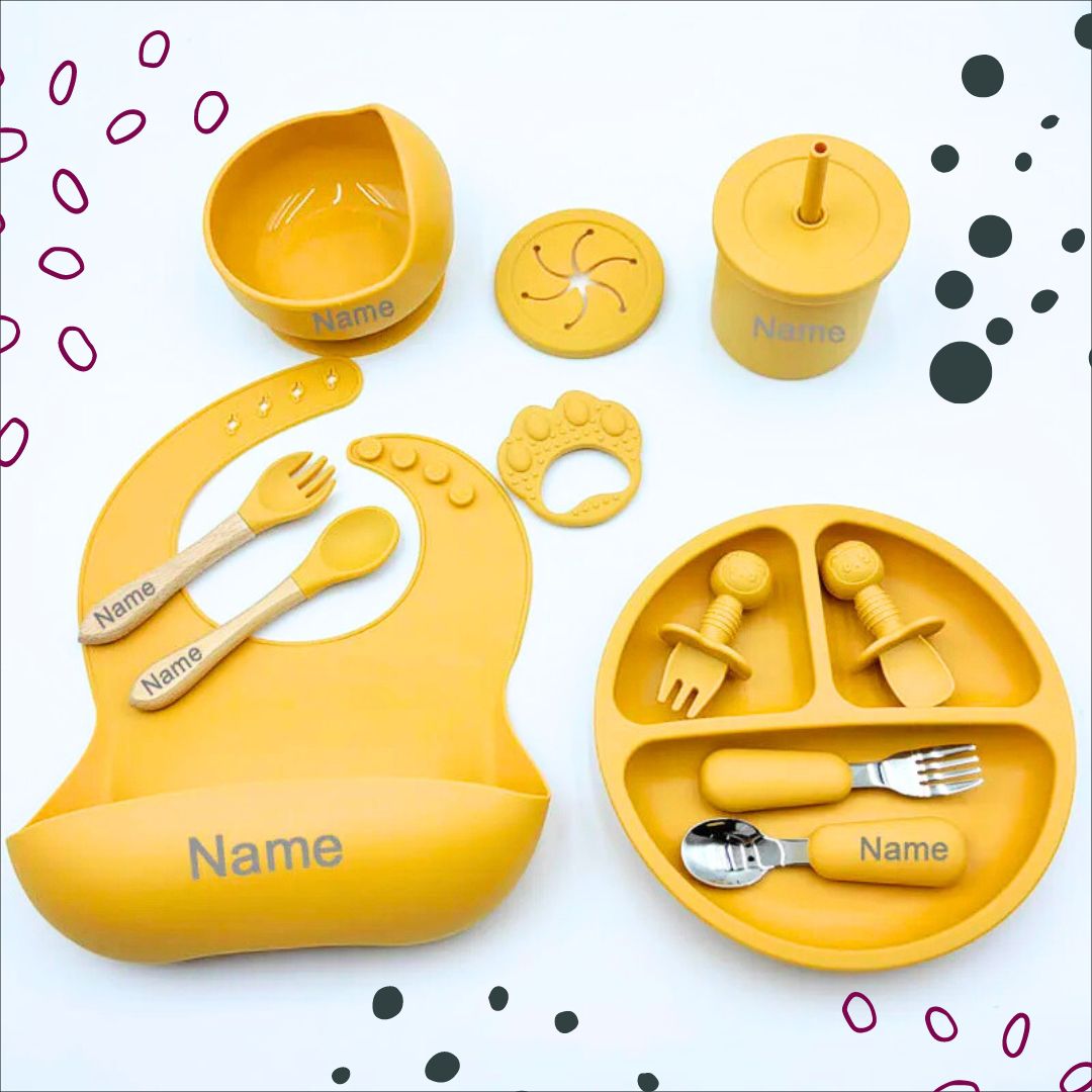 Mealtime Essentials - Personalised Silicone Baby Feeding Set (11 Pieces)