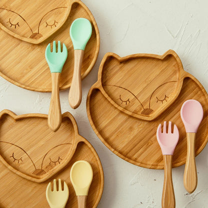 Personalised Bamboo Baby/Toddler Feeding Set (3 Pieces) - Fox