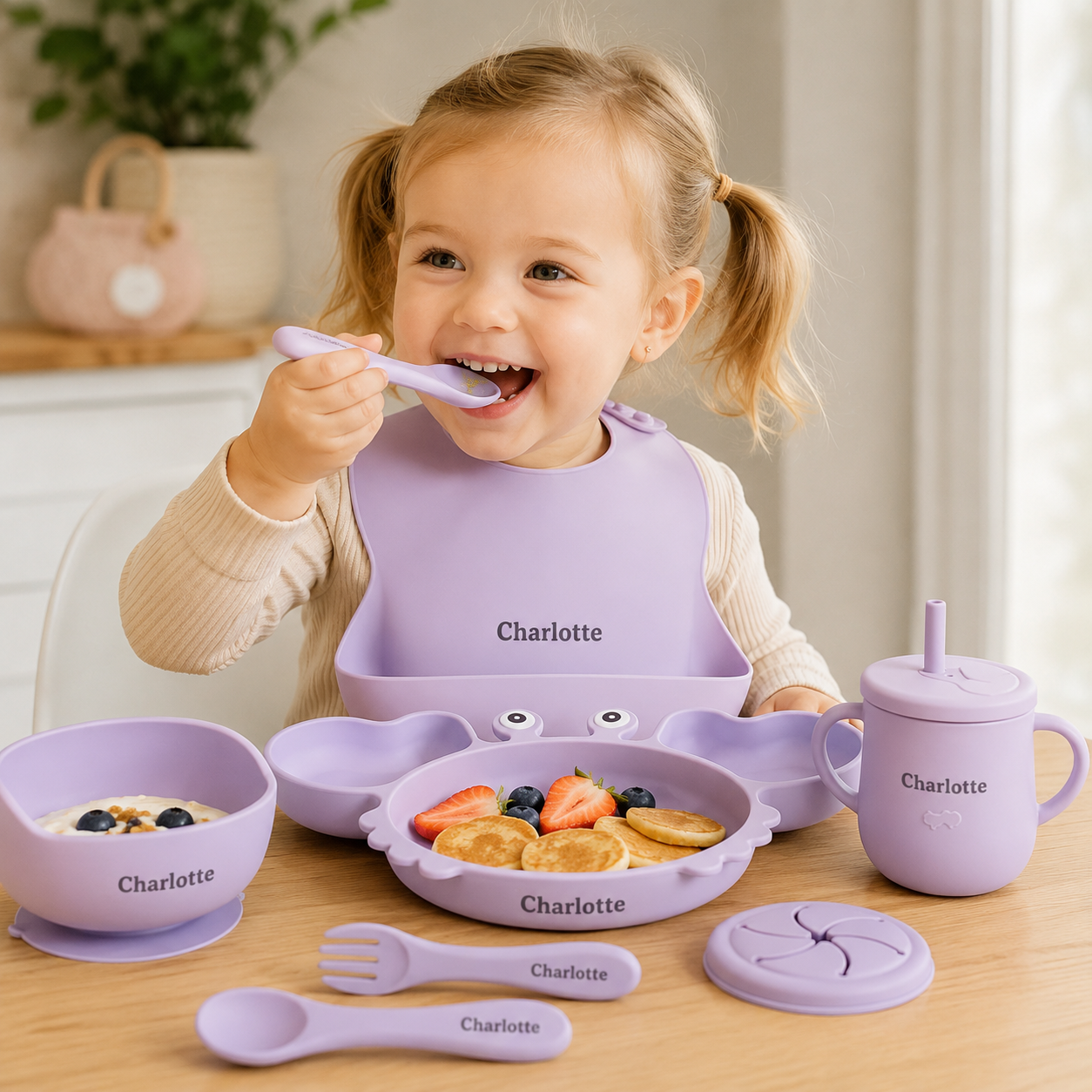 Hungry Crab - Personalised Silicone Baby Feeding Set (11 Pieces)