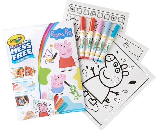 Crayola Mess-Free Colour Wonder Colouring Set - Peppa Pig (3+ years)-Little Travellers