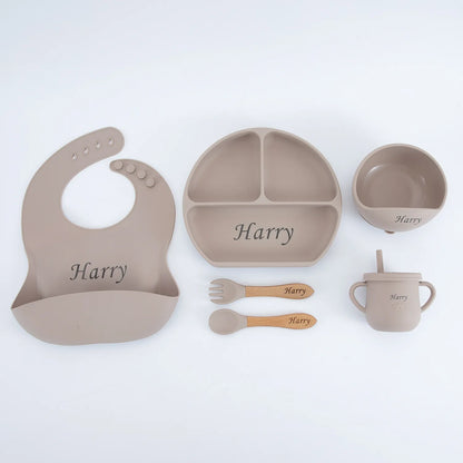 Personalised Silicone Baby Feeding Set (6 Pieces)-Little Travellers