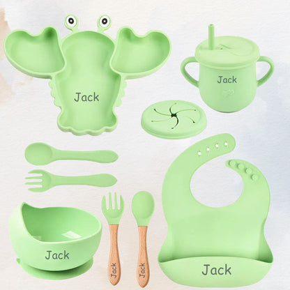 Pinch-perfect Lobster - Personalised Silicone Baby Feeding Set (11 Pieces)