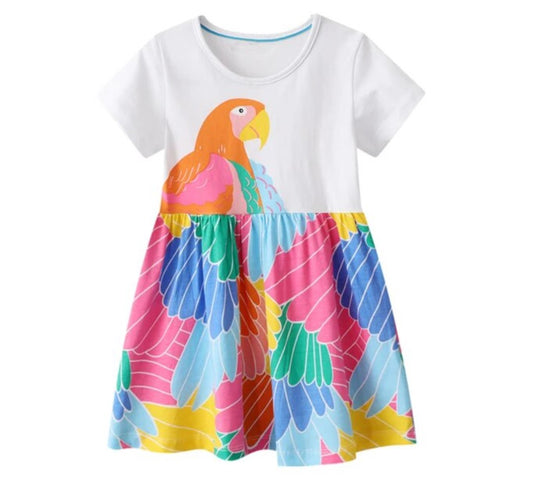 Girls' Parrot Summer Dress-Little Travellers
