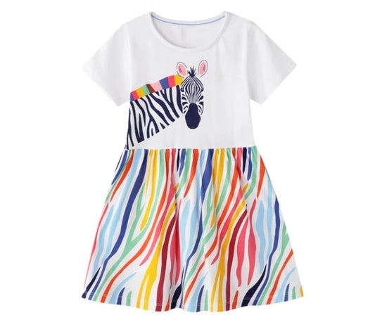 Girls' Zebra Summer Dress-Little Travellers