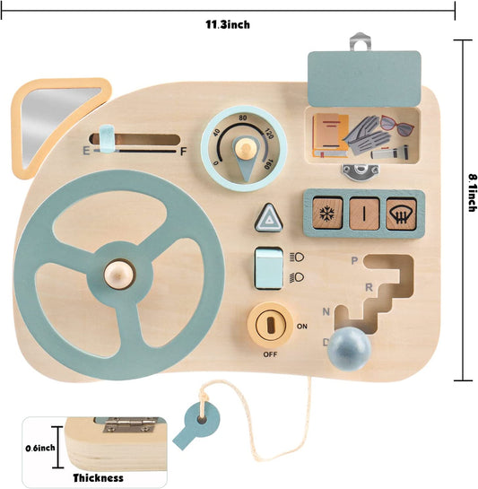 Montessori-Inspired Wooden Steering Wheel/Vanplay Busy Board-Little Travellers