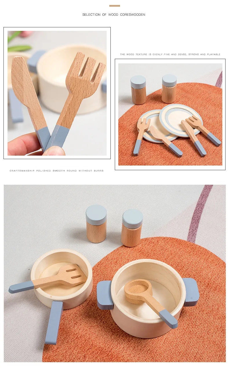 Montessori Wooden Cooking Pretend Play Set (3+ years)-Little Travellers