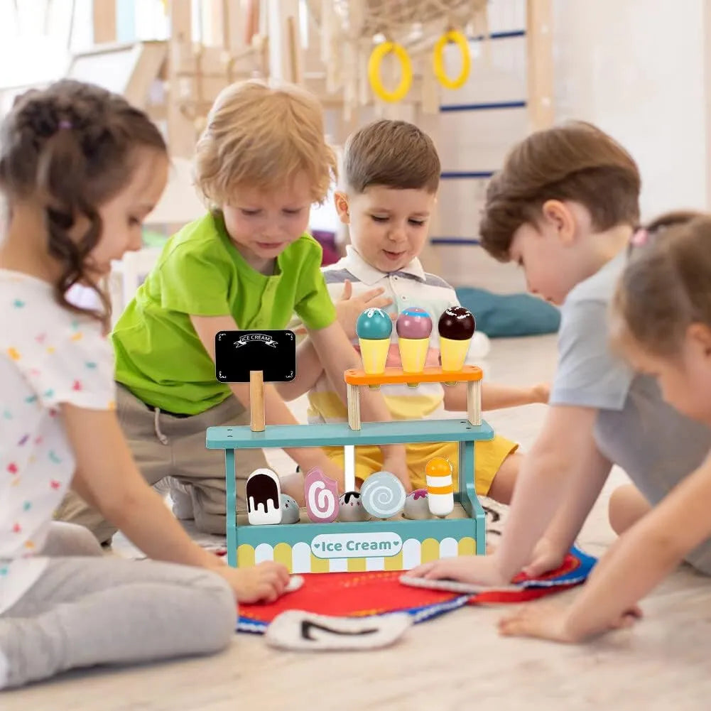 Montessori Wooden Ice Cream Shop Pretend Play Set (3+ years)-Little Travellers