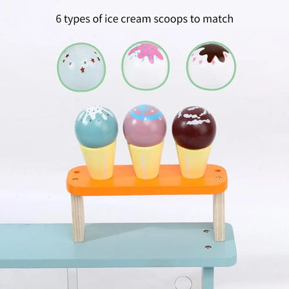 Montessori Wooden Ice Cream Shop Pretend Play Set (3+ years)-Little Travellers