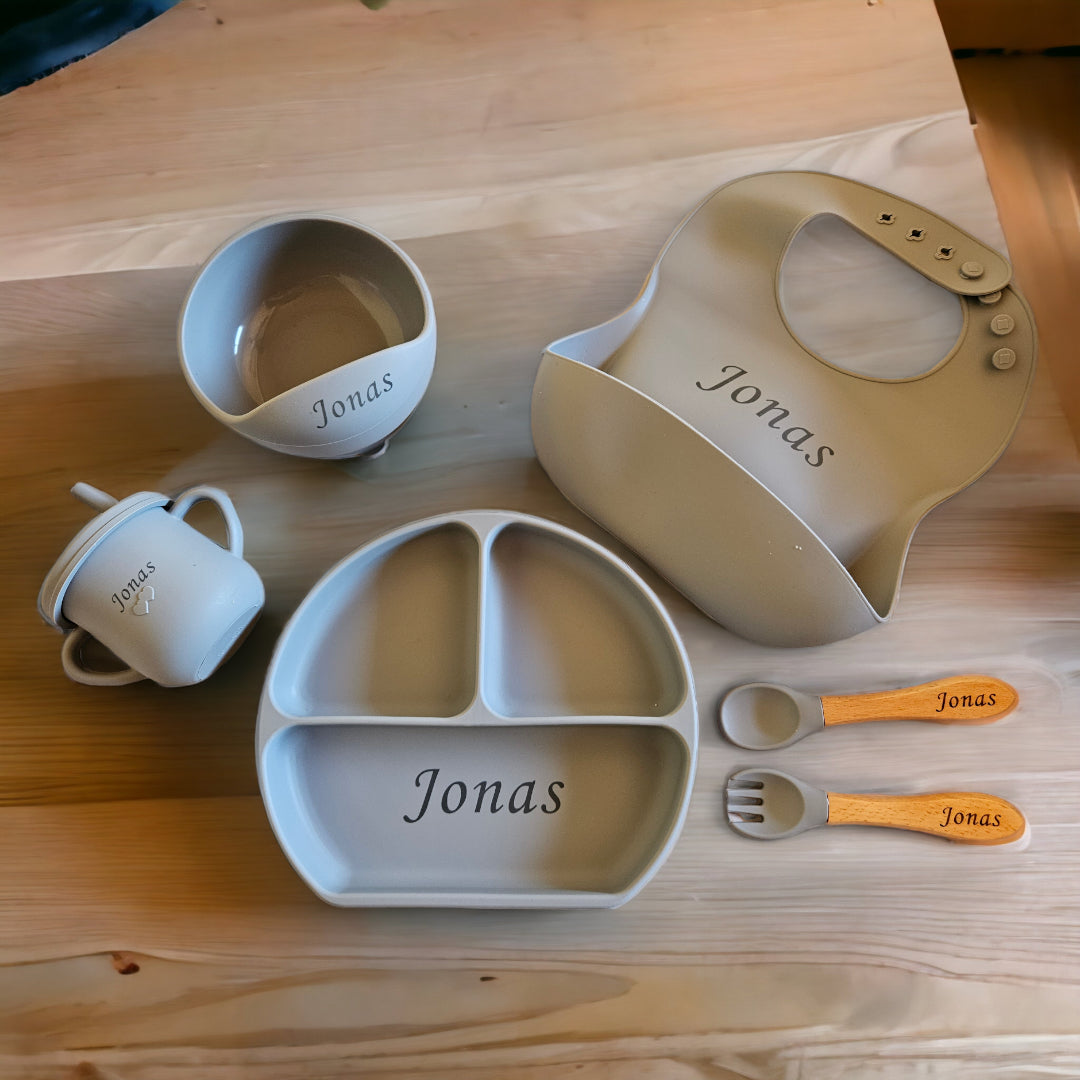 Mealtime Essentials - Personalised Silicone Baby Feeding Set (6 Pieces)