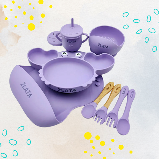 Hungry Crab - Personalised Silicone Baby Feeding Set (11 Pieces)
