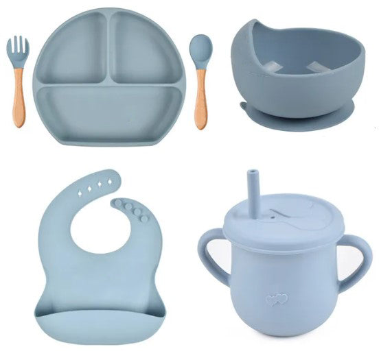 Personalised Silicone Baby Feeding Set (6 Pieces)-Little Travellers