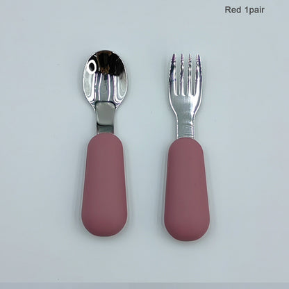Personalised Silicone & Stainless Steel Toddler Cutlery Set