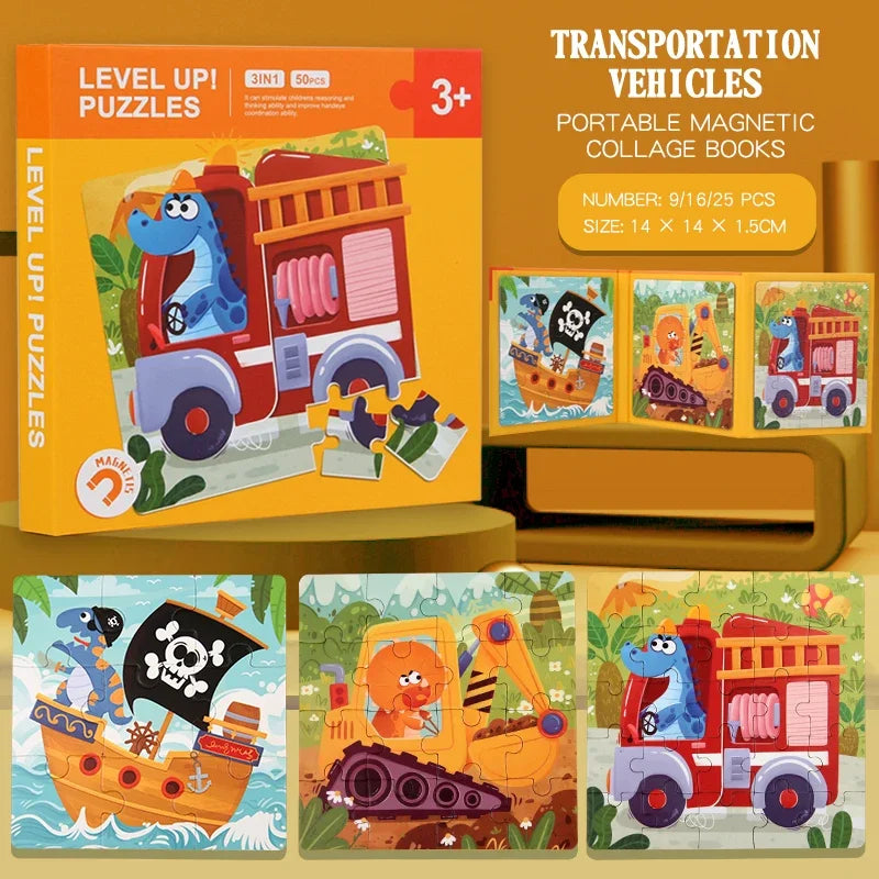 Magnetic Leveled Puzzle Book (9/16/25 pieces) (3 to 6 years)