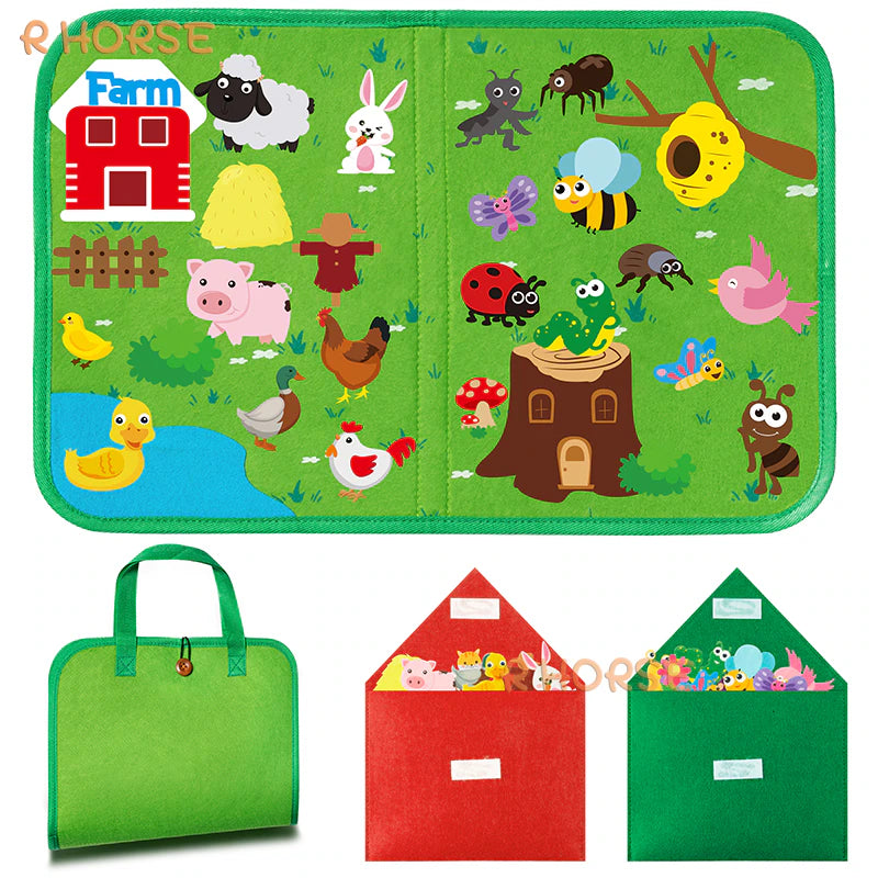 Montessori Travel Felt Board - Farm & Insects-Little Travellers